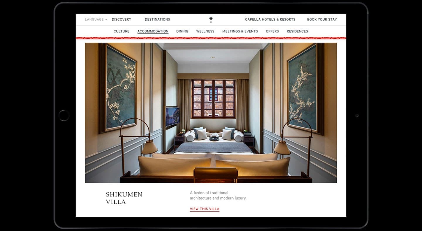Project - Capella Hotels & Resorts Tablet View